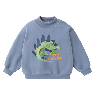 男童加绒卫衣冬装宝宝2025新款童装加厚保暖冬季儿童半高领上衣潮