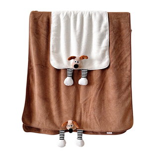 珊瑚绒立体小狗加厚吸水浴巾毛巾干发帽女洗澡裹巾三件套2026新款