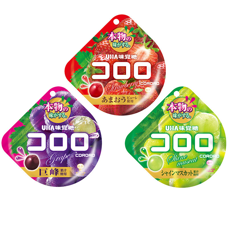 悠哈味觉糖日本进口UHA酷露露果汁软糖葡萄白葡萄草莓3包零食