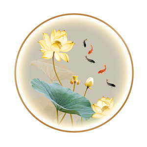 新中式玄关客厅背景墙亮灯装饰画
