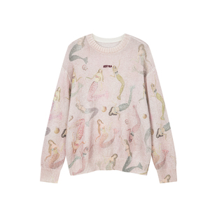 UOOYAA/乌丫2025秋季新款「奇幻海底」美人鱼套头毛衫
