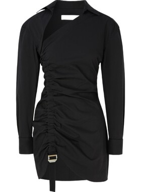 Dion Lee 春夏女士不对称缩褶平纹布迷你连衣裙