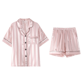 情侣睡衣夏季冰丝短袖带胸垫薄款2025年新款超火家居服一男一女