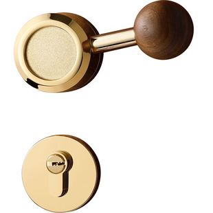 复古卧室门锁家用房间磁吸静音房门锁室内木门分体中古风门把手