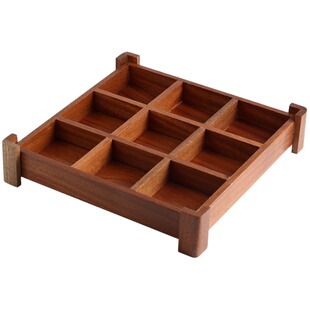 九宫格干果盘小吃盘实木餐具客栈民宿专用日式和风餐具酒店盘子