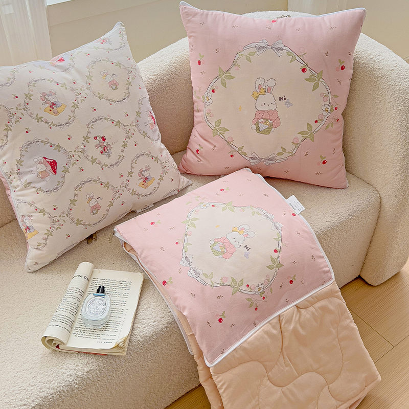 全棉抱枕被子两用办公室午睡毯子可折叠枕头被二合一车载靠垫靠枕