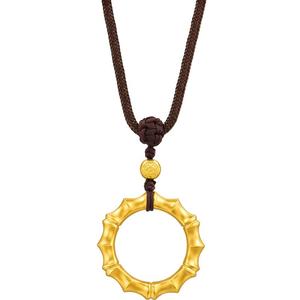 周生生古法黄金东方古祖竹节黄金吊坠项链足金92241Z计价