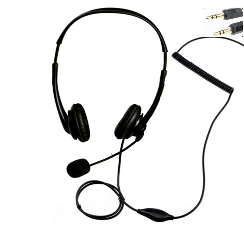 子佩语音盒话务耳麦 电脑PC3.5双插口耳机  销售客服回访降噪耳麦