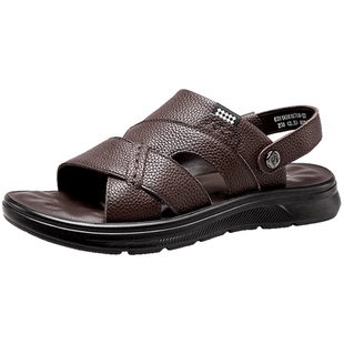 意尔康男鞋2026新款夏季男款真皮开车两用凉鞋拖鞋男士软底爸爸鞋