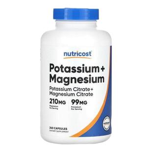 Nutricost钾加镁柠檬酸钾和柠檬酸镁补充膳食骨骼心血帮助