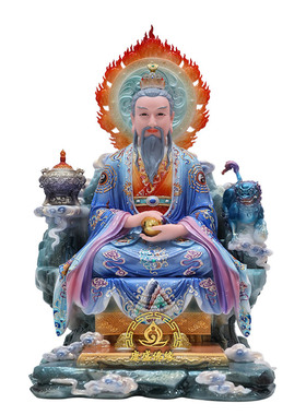 汉白玉彩绘三清道祖供奉摆件