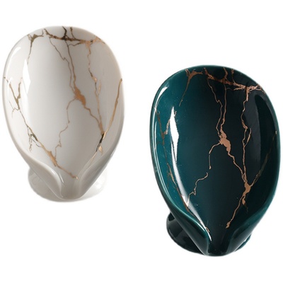 北欧ins风陶瓷沥水绿色香皂盒