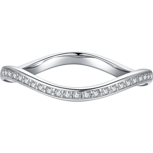 摩典925纯银微镶满钻波浪戒指女时尚创意小众设计感百搭ins食指戒