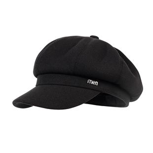 新款贝雷帽八角帽帽子女秋冬显脸小鸭舌大头围黑色报童潮圆脸白色