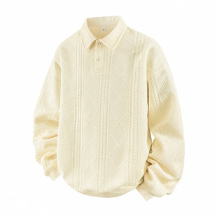 polo领卫衣男款秋季高级感套头衣服美式重磅潮牌青少年提花外套潮