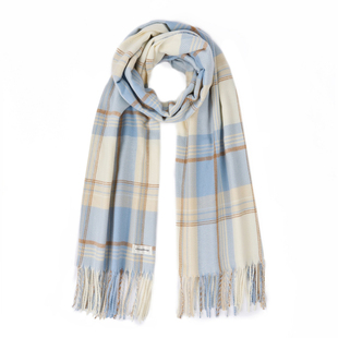 海盐百利甜围巾女冬季高级感清新蓝格子披肩时尚百搭保暖学生围脖