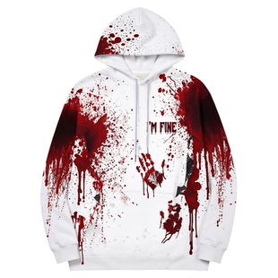 Printed drawstring hooded sweatshirt印花抽绳长袖连帽男士卫衣