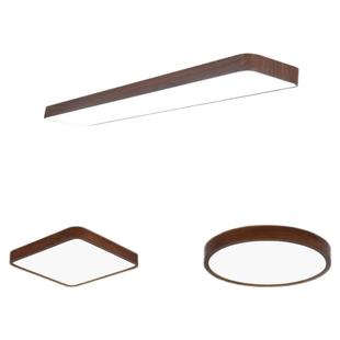 胡桃木纹长条灯复古吸顶过道灯走廊灯新款新中式卧室灯玄关阳台灯