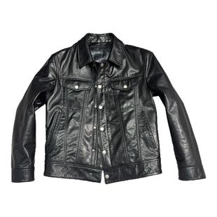 TF明星同款真皮皮衣男加厚可脱卸鹅绒内胆牛仔型短款夹克修身外套