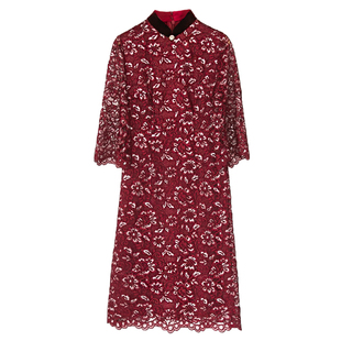 木真了改良旗袍裙新品2026蕾丝A摆宴会妈妈婆婆婚礼敬酒服红色602