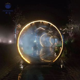定制网红打卡水雾门圆形喷雾化装置互动仙境造景烟雾门拱门景观灯