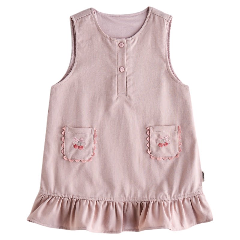 【新品】OAK FAMILY女童A字裙无袖连衣裙莱赛尔春秋背心裙子