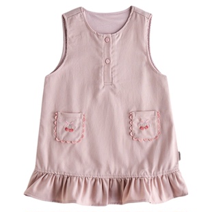 【新品】OAK FAMILY女童A字裙无袖连衣裙莱赛尔春秋背心裙子