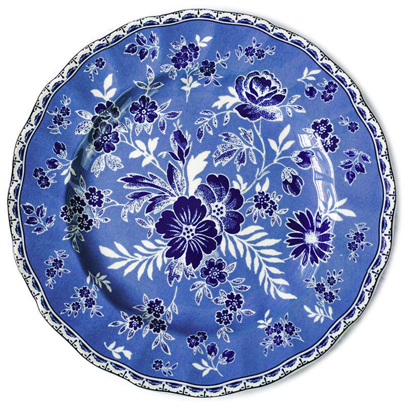 出口英国复古青花陶瓷餐具JBS网红ins早餐盘咖啡杯中西餐盘子饭碗