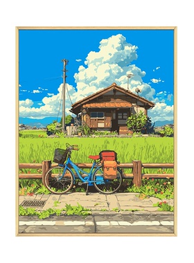 宫崎骏风景diy数字油画丙烯画