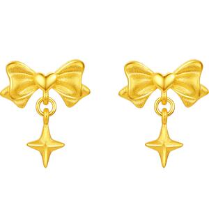 周六福黄金耳钉计价足金少女星耳饰节日礼物甜酷少女 -第二代系列