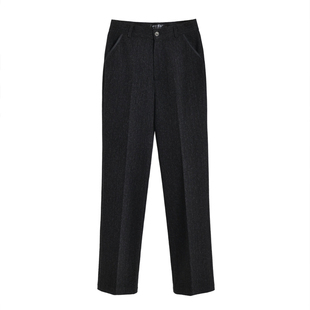 秋冬季新款女裤弹力妈妈直筒裤高腰中年女式西裤休闲百搭长裤毛呢