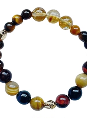 天然招财黄水晶手串转运虎眼石