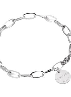 小众拼接圆盘钛钢手链小银珠