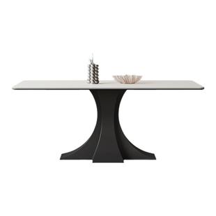 复古岩板餐桌轻奢高端加厚全托底板新款家用小户型意式极简餐桌椅