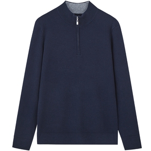 【可机洗】柏品半拉链立领毛衣男冬基础休闲半高领丝光羊毛针织衫