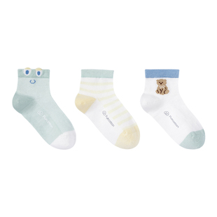 全棉时代儿童袜子纯棉夏季网眼透气学生袜子除臭短筒袜男女童袜子