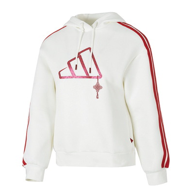 阿迪达斯CNY蛇年连帽卫衣女装新年款运动服白色休闲套头衫JZ1638