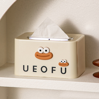 大嘴纸巾盒弹力托餐桌高级感客厅桌面可爱餐巾纸弹簧抽纸盒奶油风