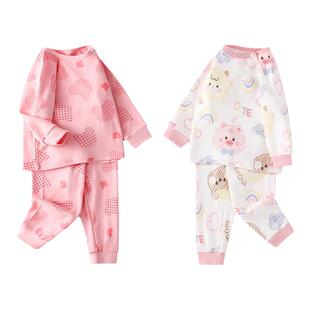 2件装 儿童秋衣秋裤女宝宝家居服打底套装纯棉女童睡衣分体衣服小