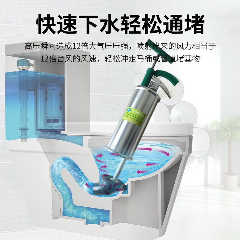 一炮通管道疏通器高压厨房家用通下水道堵塞工具厕所马桶疏通神器