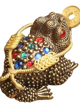 合金镂空带钻三足金蟾摆件