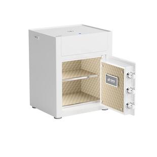 2026新款虎牌床头保险柜家用抽屉式指纹WiFi远程卧室保险箱一体家用防盗无线充电触摸灯大容量双层独立锁控