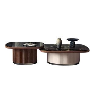 宋式美学实木茶几正方形茶桌台圆角几沙发边几黑胡桃木客厅奢石