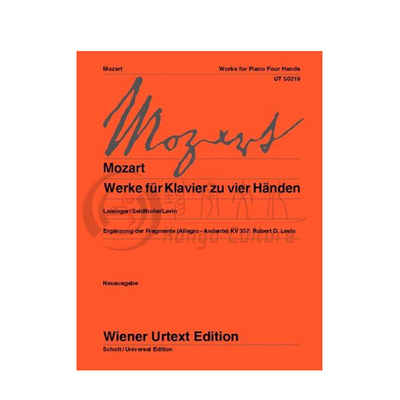 莫扎特 钢琴四手联弹作品 带指法 维也纳UE净版乐谱书 Wolfgang Amadeus Mozart Works for piano 4 hands UT50219