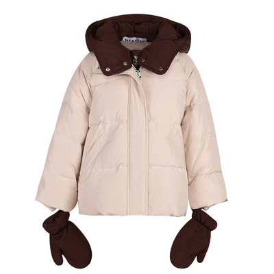 女童羽绒服中长款加厚拼色假两件