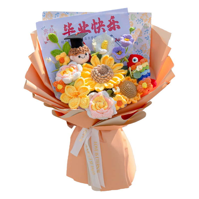 毕业典礼手工毛线花束
