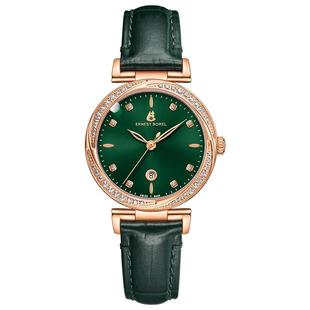 瑞士依波路手表女小绿表石英女款皮带手表高级感小众轻奢女士腕表