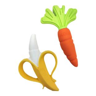 NUBY努比香蕉胡萝卜硅胶婴儿牙胶2支装咬咬胶磨牙固齿防吃手可煮