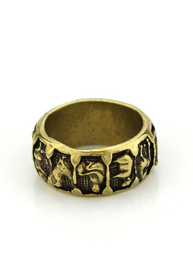 复古做旧纯黄铜圆口民族风戒指环