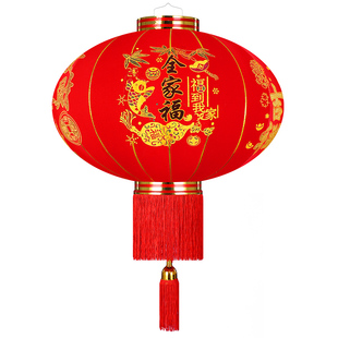 2026新款大红植绒灯笼吊灯一对阳台挂饰过新年户外大门口春节装饰